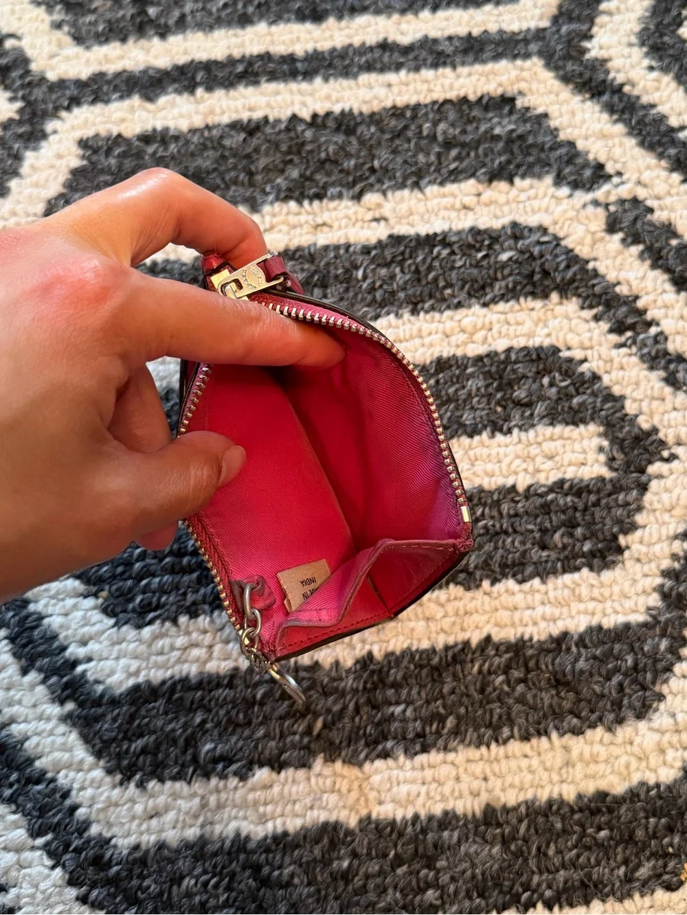 COACH Pink Leather Zip Card Key Pouch Mini Skinny ID Case
